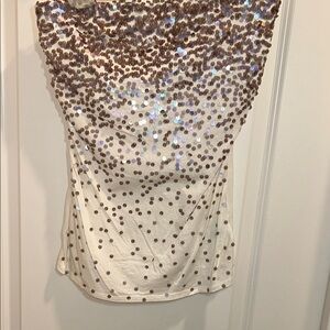 Express Cream Sequin Strapless Camisole